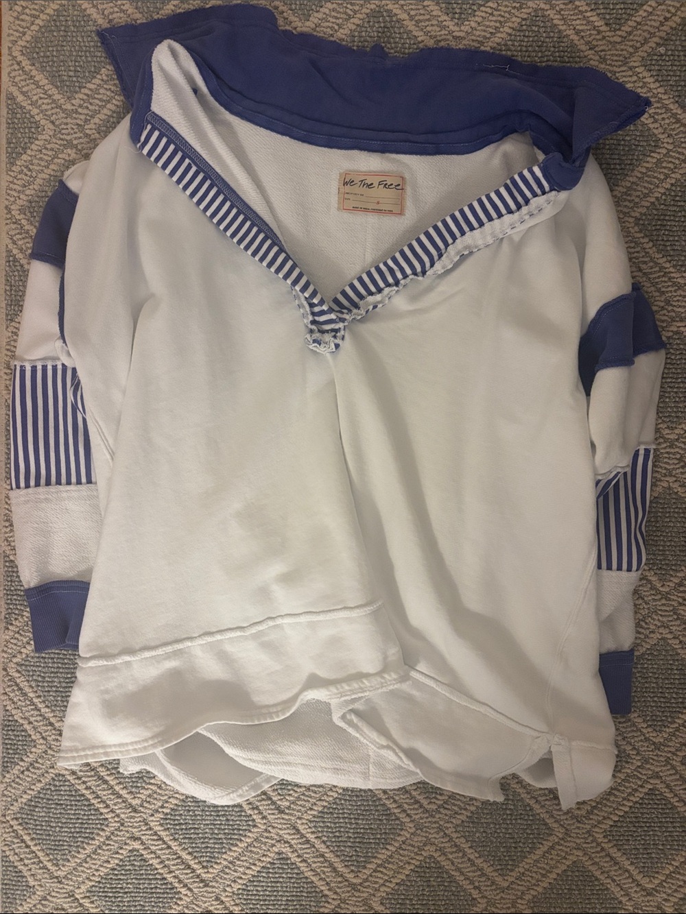 We The Free White and Periwinkle Striped Sailor Pullover